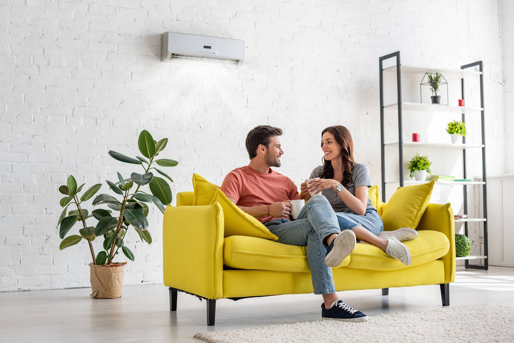 Happy family enjoying room temperature