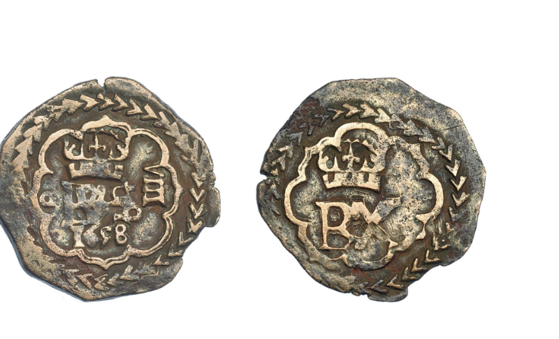8 maravedís del anagrama sobre cospel virgen de Felipe IV, Granada 1658. S114-2a