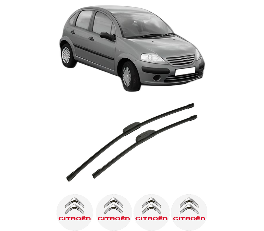Set stergatoare auto CITROEN C3 I (FC_, FN_) din 2002-2012, pentru parbriz auto, 2 bucati, Bosch Aerotwin Retrofit, din cauciuc siliconat rezistent, 4 Stickere Auto CITROEN