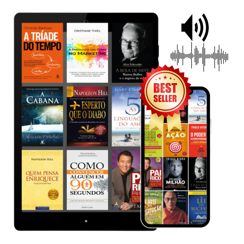 Mockup of audiobooks on a device.