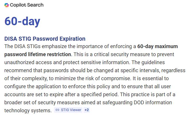 DISA STIG Password Expiration