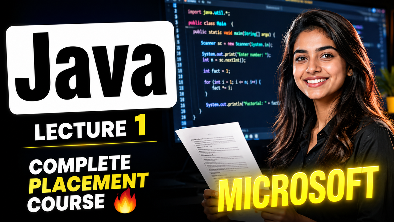 Result of: Java Lecture 1 Complete Placement Course YouTube Thumbnail AI Prompt