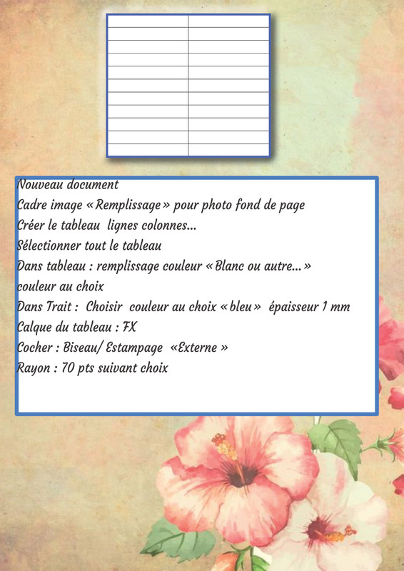 notice pour ombre autour du tableau