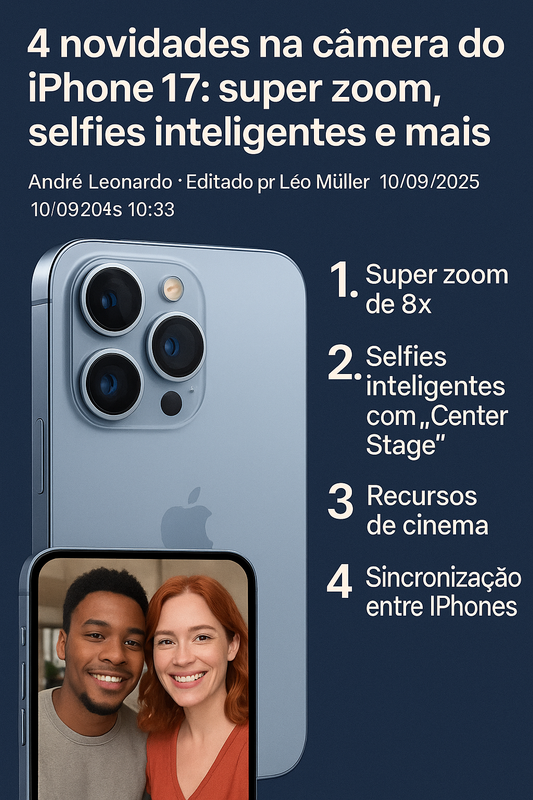 4 novidades na câmera do iPhone 17: super zoom, selfies inteligentes e mais