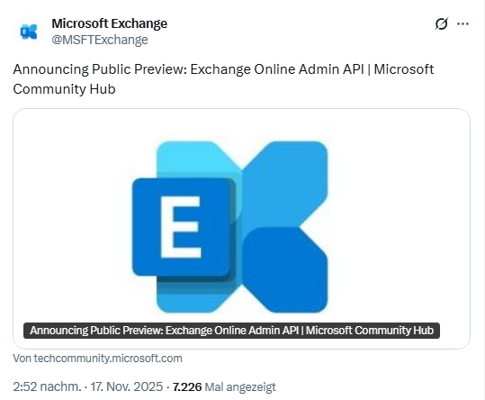 Exchange Online Admin API als Preview