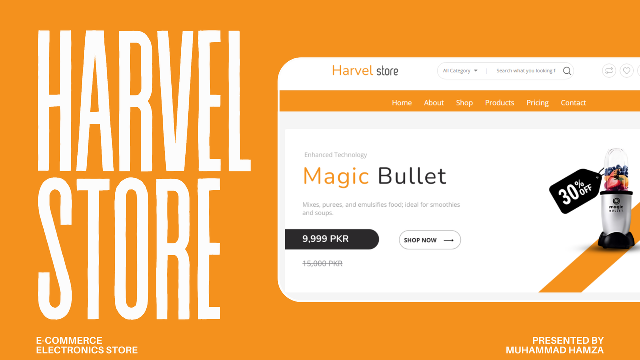 Harvel Store e-commerce website interface