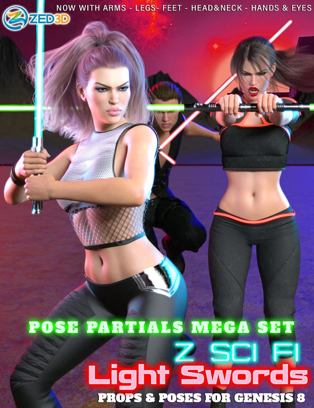 z sci fi light swords mega set 00 main daz3d