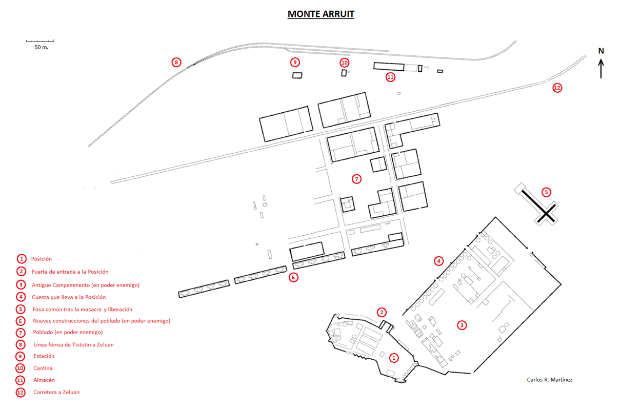 13 PLANO DEFINITIVO (GIRADO) DE MONTE ARRUIT A PARTIR DE LAS FOTOGRAFIAS AEREAS (con indicaciones)