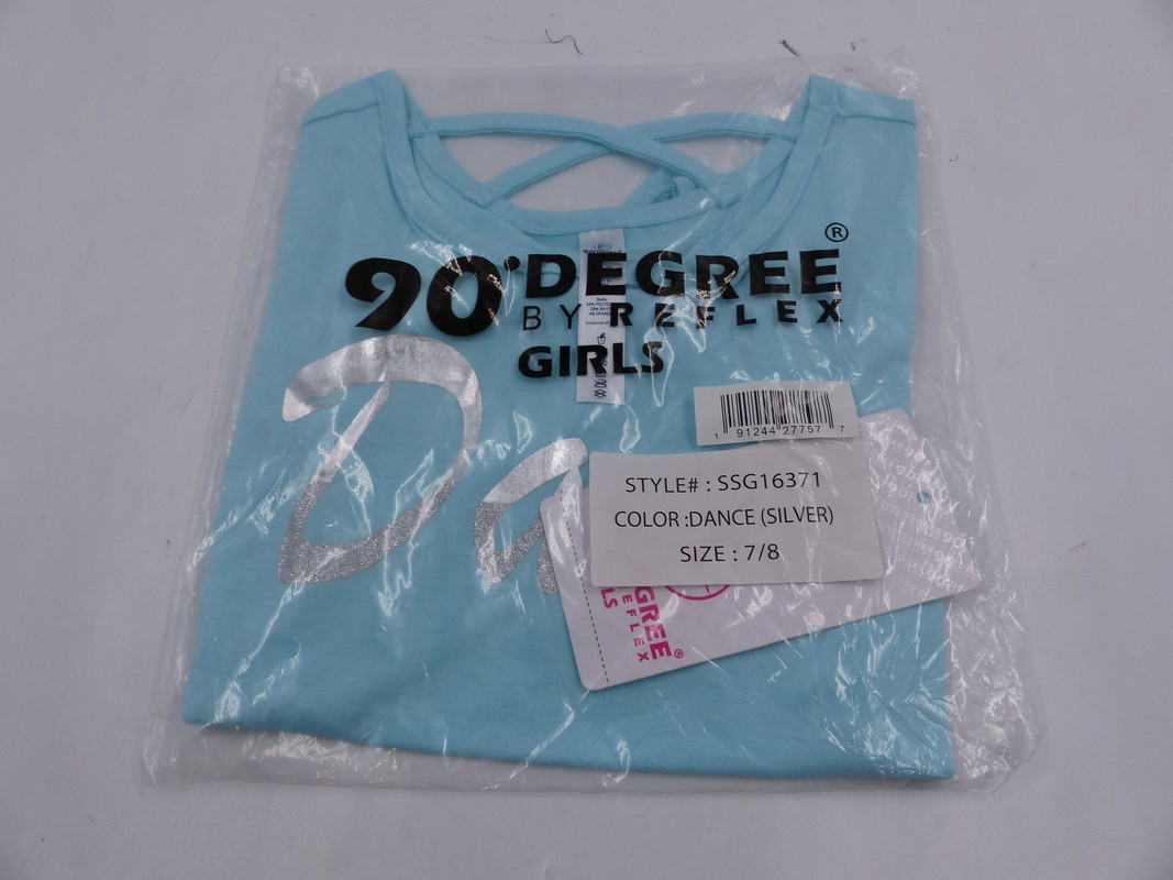 90 DEGREE BY REFLEX LIGHT BLUE DANCE SHIRT GIRLS 7/8 SSG16371