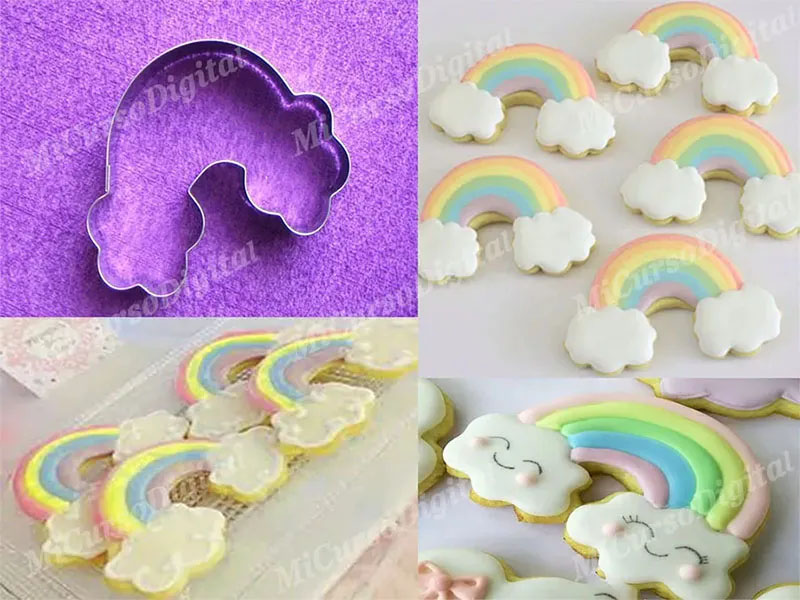 Cortador arcoiris nube para decorar galletas decoradas con fondant