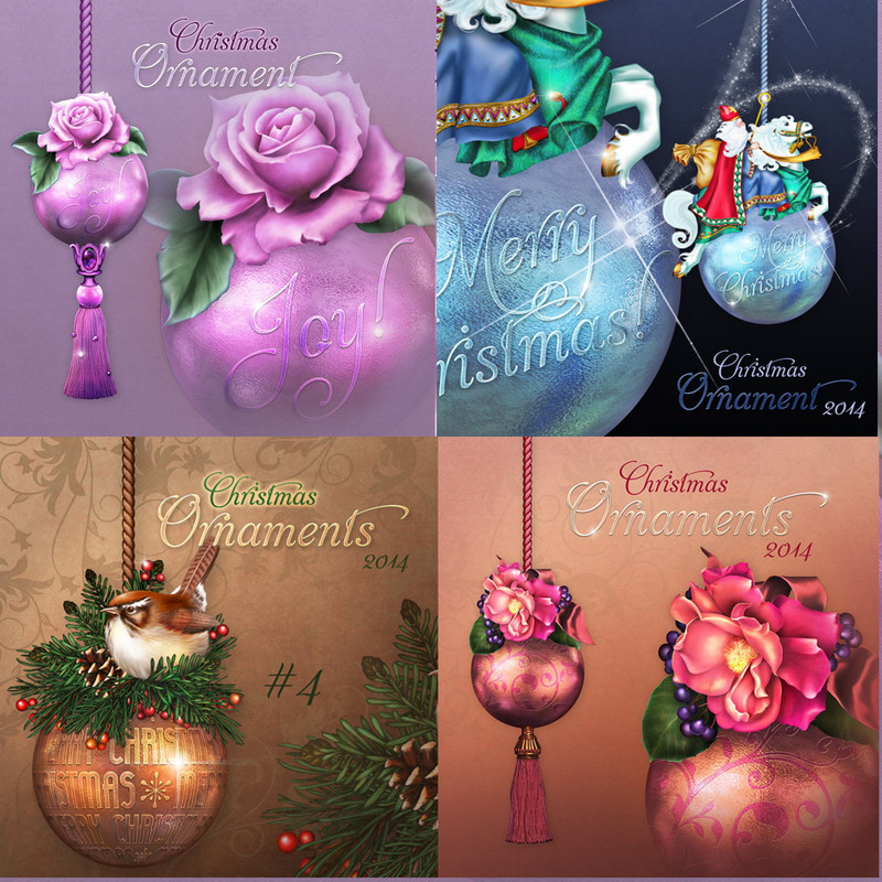 Jaguarwoman’s “Christmas Ornaments 2014” #1-4