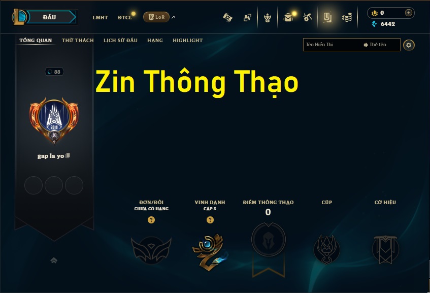 Acc LMHT # - Không Khung