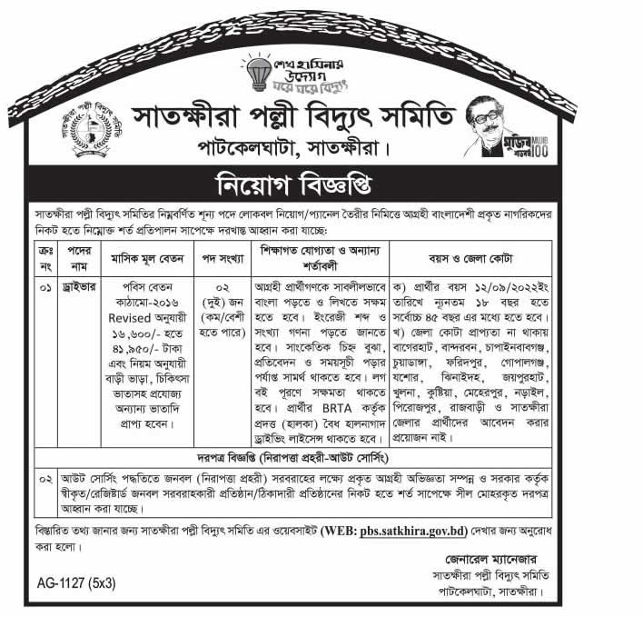 সাতক্ষীরা পল্লী বিদ্যুৎ সমিতি নিয়োগ বিজ্ঞপ্তি 2022