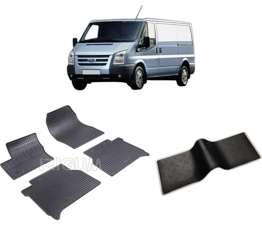 Set covorase auto FORD TRANSIT CONNECT III din 01.2014-2023, cu covoras tunel median, CAROSERIE VAN 5 LOCURI, Presuri cauciuc 100%, compatibil cu autoturismul FORD TRANSIT CONNECT III, Rigum