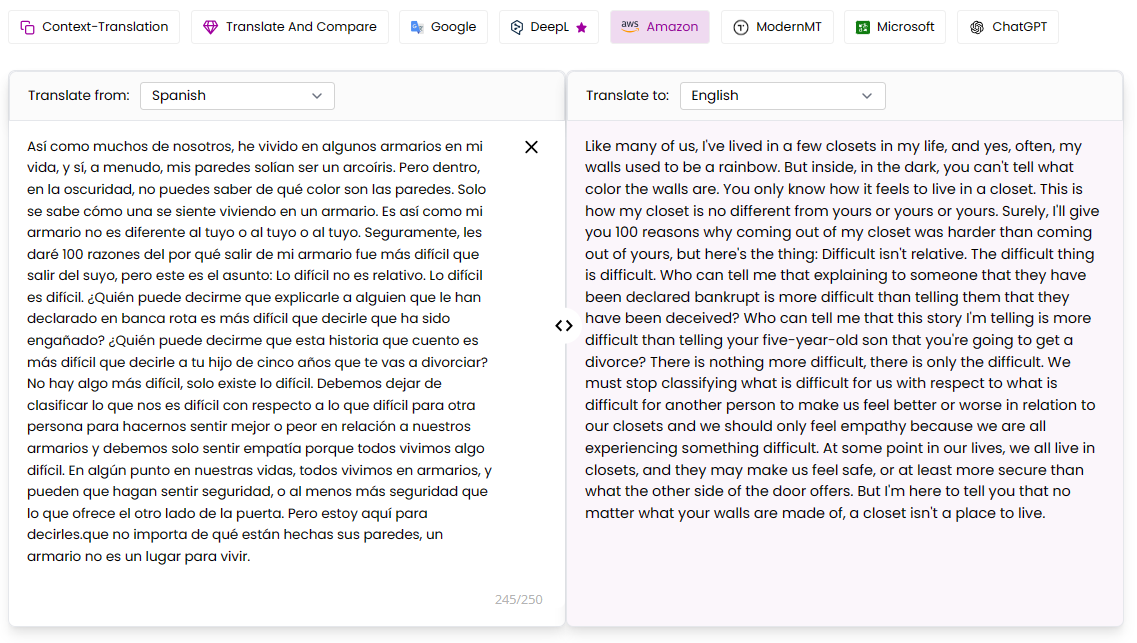 Spanish to English translation of Amazon