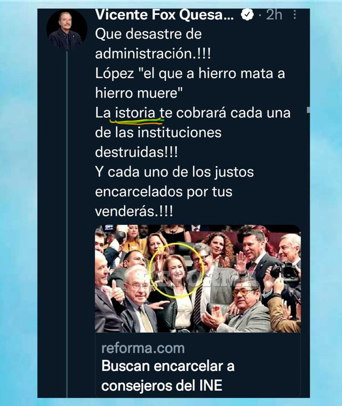 Vicente Fox tiene tremenda falta de ortografía en Twitter y lo tunden