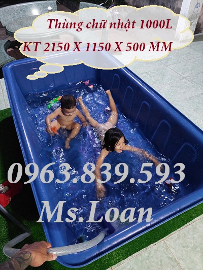 Thùng nuôi cá chữ nhật 1000L, thùng nhựa chữ nhật nuôi cá koi cảnh / 0963.839.593 Ms.Loan Thung-nhua-1000-L-lam-be-boi-1