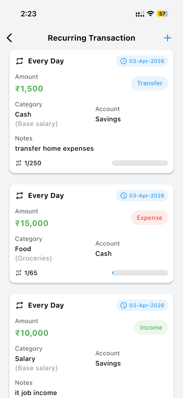 View All Active Recurring Entries