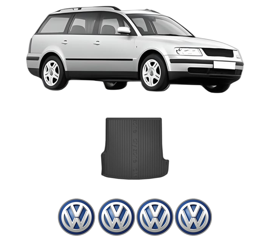 Tavita Portbagaj Volkswagen PASSAT B5 Variant (3B5) din 1997-2000, Protectie Portbagaj Auto, 4x Stickere auto cu Volkswagen