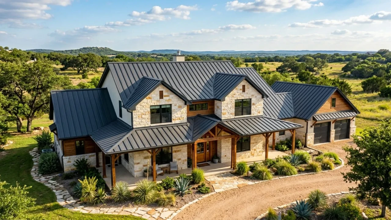 Standing seam metal roof on Texas home