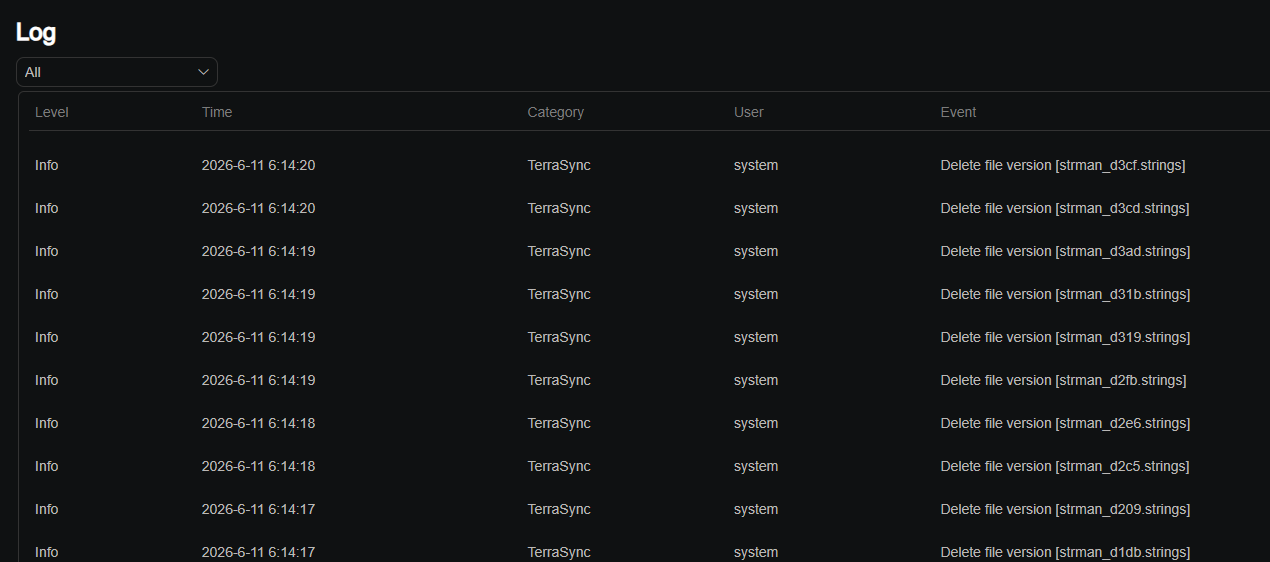 terrasync log