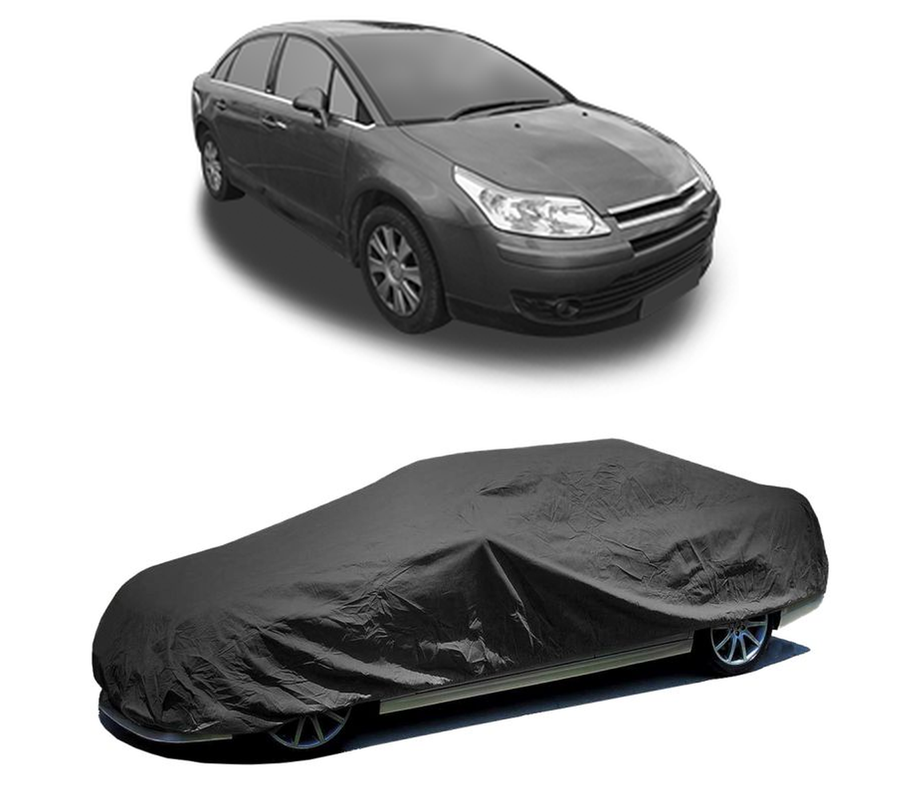 Husa tip prelata auto pentru CITROEN C4 I Saloon 2006 - 2014,culoare negru, material textil impermeabil, rezistanta la intemperii praf UV, CARPASSION Husa Protectie