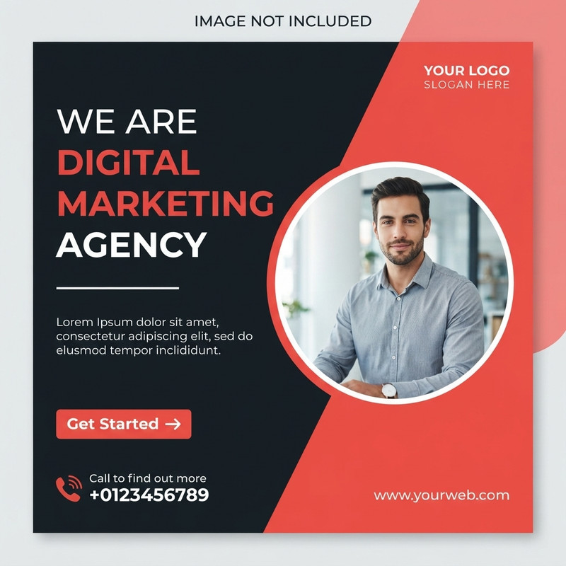 AI-generated example result for the marketing prompt: High Contrast Digital Marketing Agency Social Media Ad by Prompt Craft