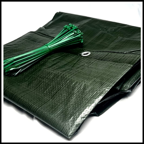 TELO INCERATO INCERATA IMPERMEABILE 110g/mq VERDE OCCHIELLATO ANTISTRAPPO per  ESTERNO AUTO MOTO GIARDINO LEGNA