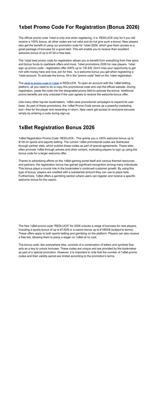 1x Bet Free Promo Code REDLUCK Bonus 130
