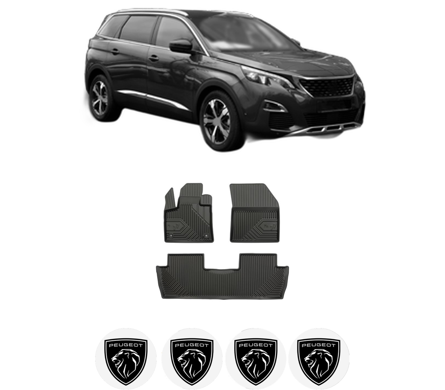 Set covorase presuri PEUGEOT 5008 II (MC_, MJ_, MR_, M4_) din 2016-2023, auto, din cauciuc thermoplastic, 4 Stickere auto cu PEUGEOT