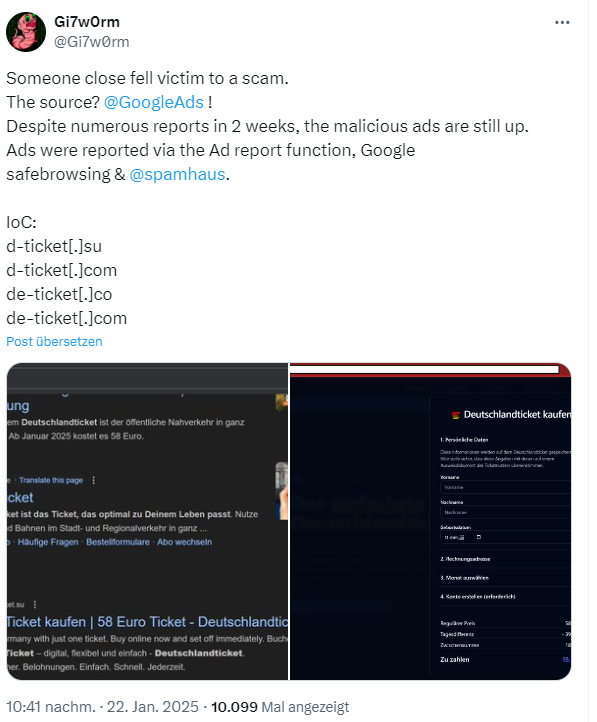 Betrug über Google Ads