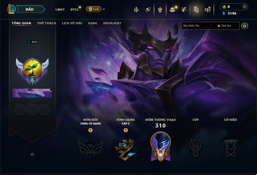 Acc LMHT # - Không Khung