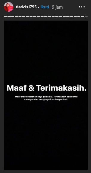 Permintaan maaf Ria Ricis