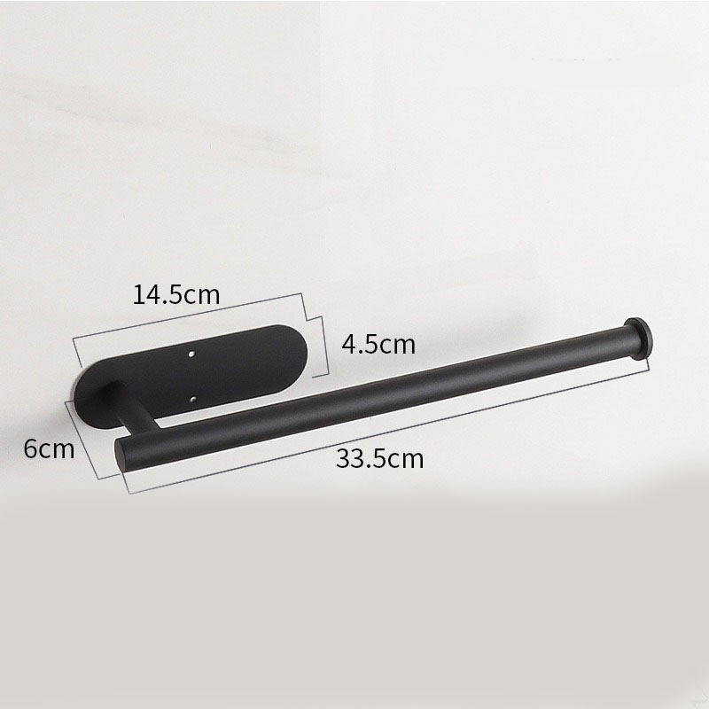 Black Stainless Steel Kitchen Paper Holder with Adhesive Mounting – Under Cabinet Tissue Roll Rack for Paper Towels, Toilet Paper or Plastic Wrap