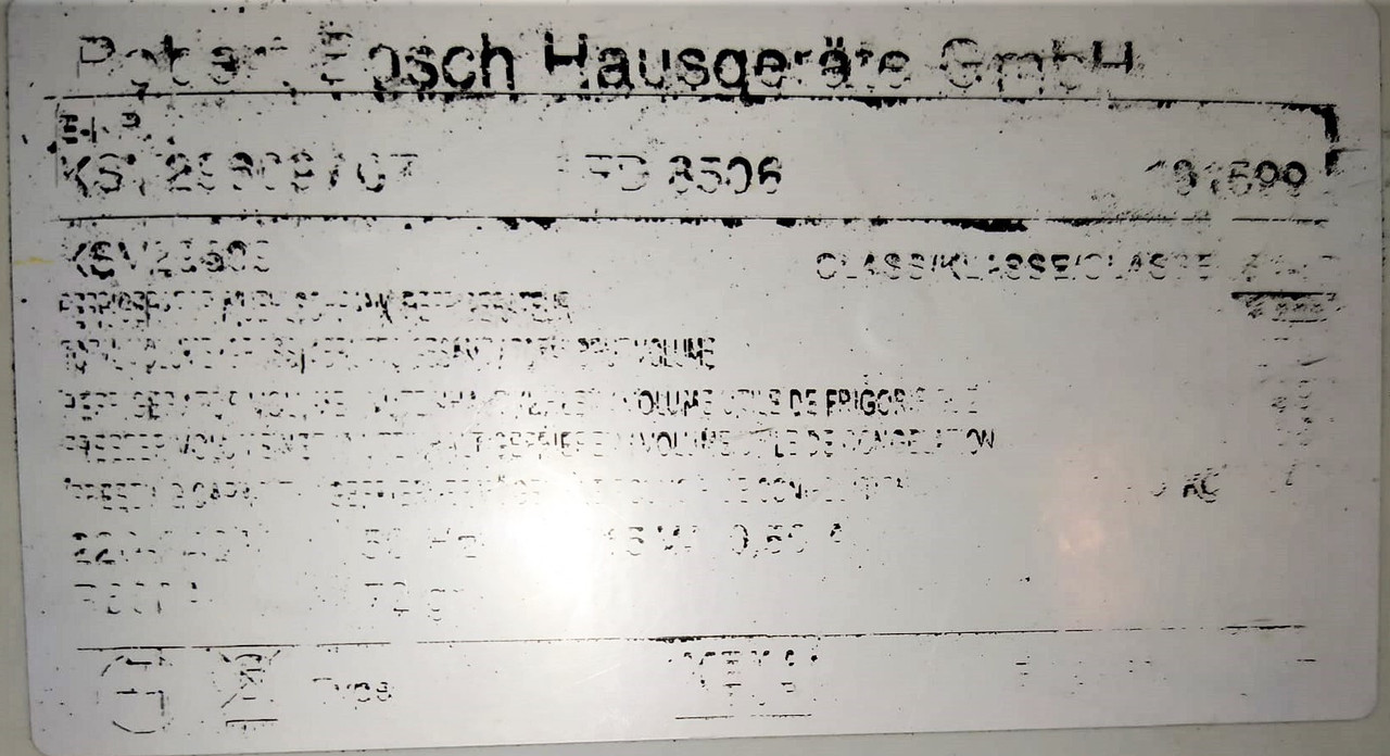 Etichetta interna  Illegibile frigo Bosh 4