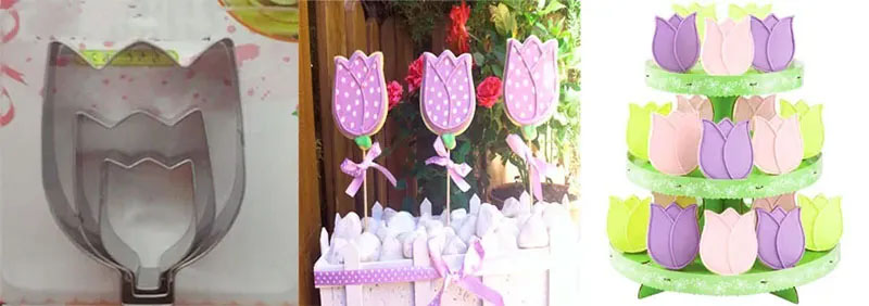 Cortador de galletas flor tulipán en acero para decorar