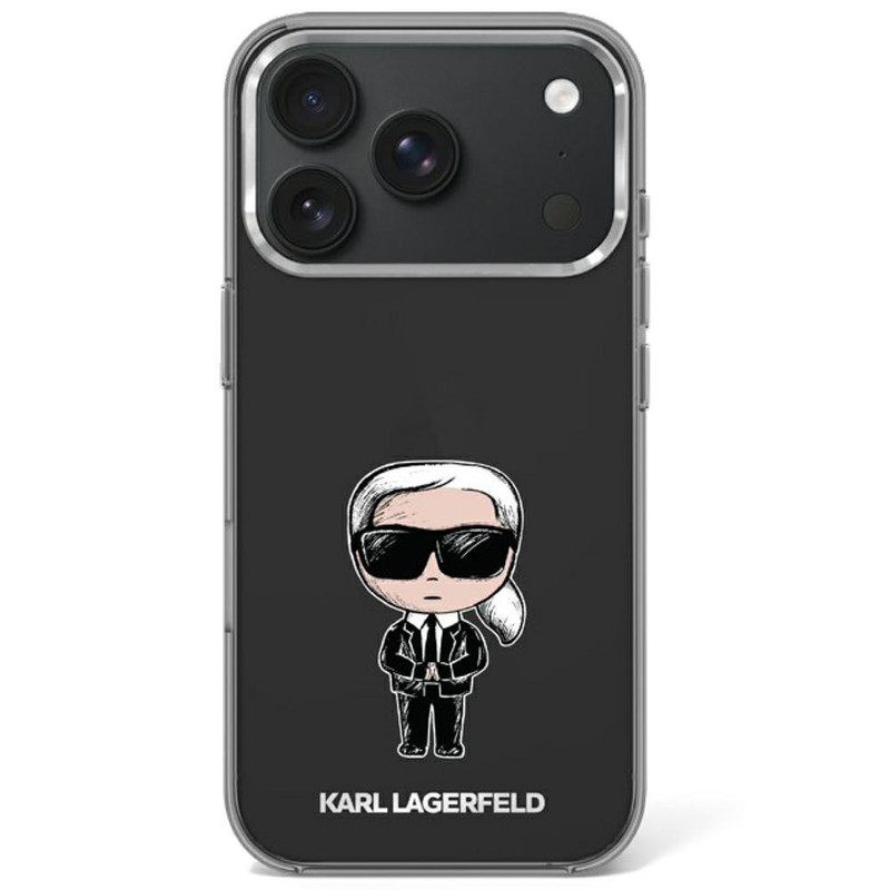 Husa pentru iPhone 18 Pro / iPhone 17 Pro Karl Lagerfeld HC MagSafe IML Ikonik Sketch Print, Protectie ridicata, Calitate premium, Negru 3283885