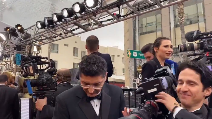 Para kru media dalam penghargaan Oscar ke-92 di Dolby Theatre Hollywood & Highland Center, Hollywood pada Minggu (9/2/2020).