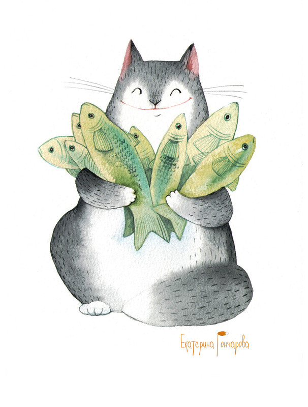 кот_с_букетом_рыбы
