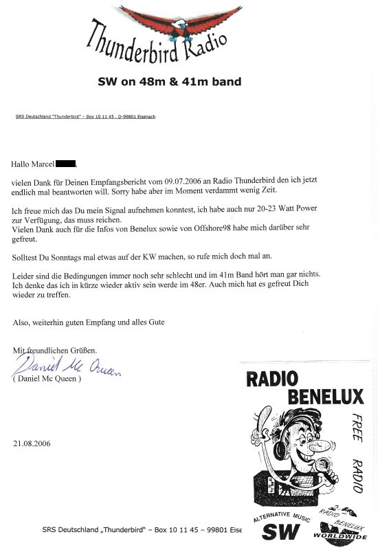QSLs stations pirates HF allemandes après 2000 (suite) QSL-R-THUNDERBIRD-7-06-lettre