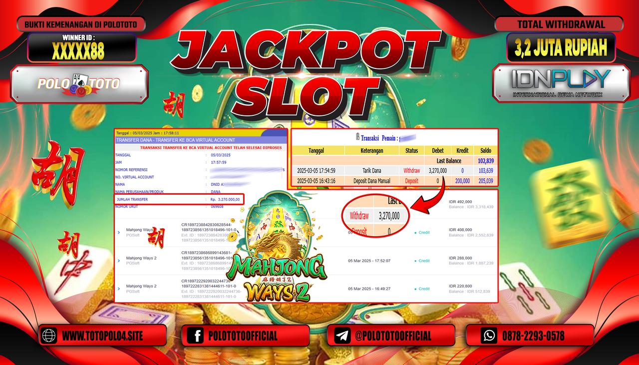 POLOTOTO JACKPOT SLOT MAHJONG WAYS 2 Rp.3.270.000,-