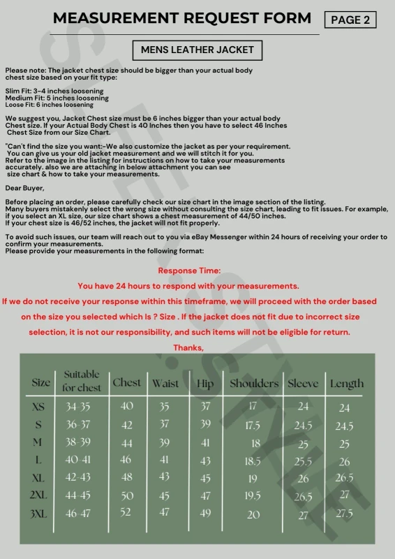 Measurement Form Page 2