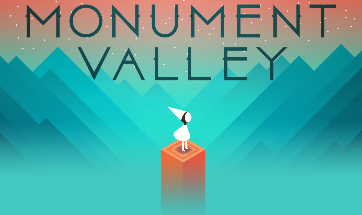 Monument Valley gameplay showing geometric architecture and puzzle pathways