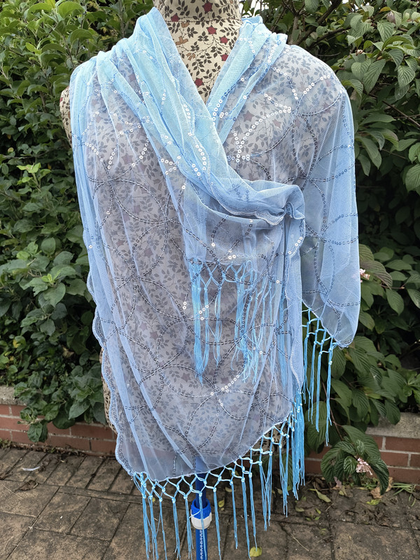 Blue Beaded Scarf