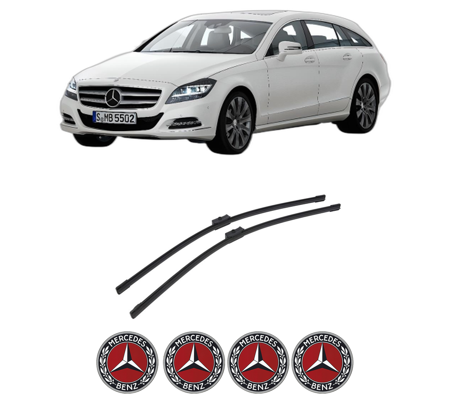 Set stergatoare auto MERCEDES-BENZ CLS Shooting Brake (X218) din 2012-2017, pentru parbriz auto, 2 bucati, Bosch Aerotwin, din cauciuc siliconat rezistent, 4 Stickere Auto MERCEDES-BENZ