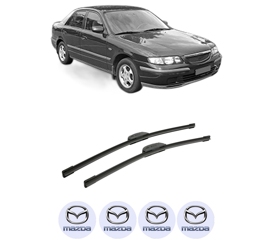Set stergatoare auto MAZDA 626 V Hatchback (GF) din 1997-2002, pentru parbriz auto, 2 bucati, Bosch Aerotwin Retrofit, din cauciuc siliconat rezistent, 4 Stickere Auto MAZDA