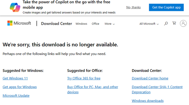 Microsoft Download broken