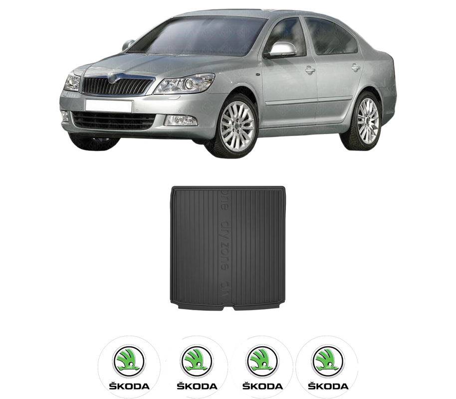 Tavita Portbagaj SKODA OCTAVIA din 2004-2013, Protectie Portbagaj Auto, 4x Stickere auto cu SKODA