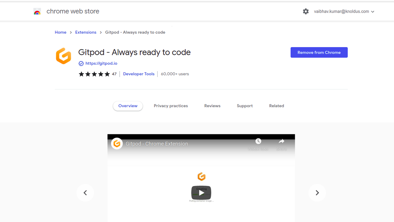 chrome extension gitpod