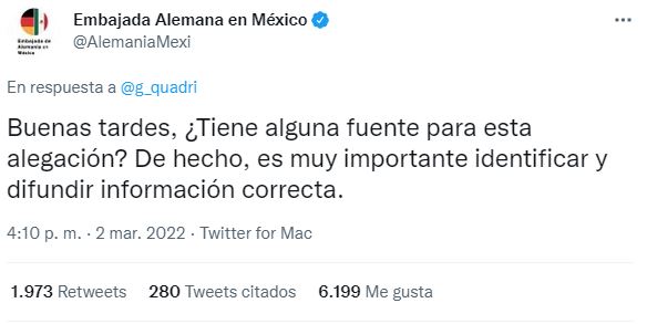 Gabriel Quadri publica polémico tuit sobre Alemania y la Embajada le responde